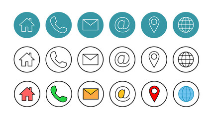 Web icon set. Business card contact information icon. Contact us icon set