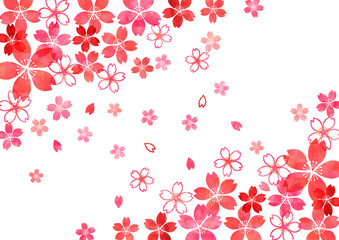 桜_水彩_淡いピンク背景
