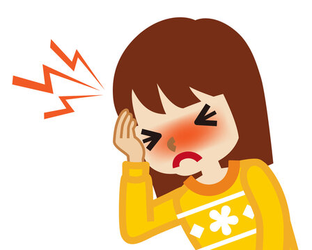 recommend clip art: Toddler girl suffers from headache