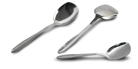 Stainless steel big spoon  on a white background,with clipping path