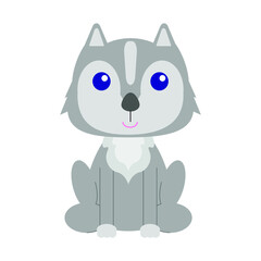 children's drawing of baby wolf on white background