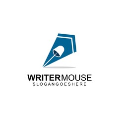 Writer with Mouse Logo Template Design Vector, Emblem, Design Concept, Creative Symbol