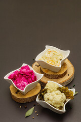 Obraz na płótnie Canvas Assorted different types of sauerkraut