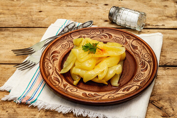 Homemade fermented sweet yellow pepper