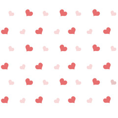 Pattern with pink hearts on a white background. Repeating pattern for packaging, paper, gift, screensaver or background.