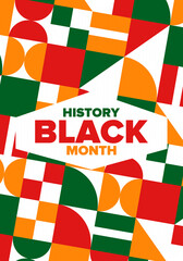 Obraz premium Black History Month. African American History. Celebrated annual. In February in United States and Canada. In October in Great Britain. Poster, card, banner, background. Vector illustration