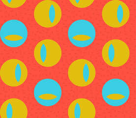 Seamless geometric pattern with the image of balls, peas, dashes, cat eyes. Vector design for great web banner, business presentation, brand package, fabric, print, wallpaper, postcard.