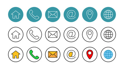 Web icon set. Business card contact information icon. Contact us icon set