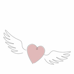 Obraz premium Heart with wings love background, vector illustration