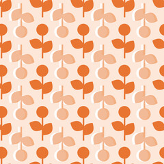 Orange vintage flower seamless repeat pattern print background