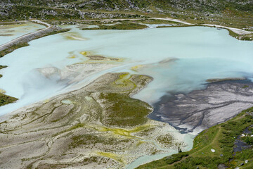 Naklejka premium Moiry glacier, Valais, Switzerland, landscape with glacial lake.