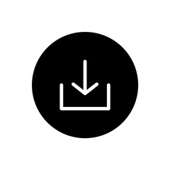 Download icon. Download sign symbol in black round style. Vector