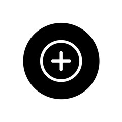 Obraz premium Plus icon. Plus sign symbol in black round style. Vector