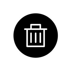 Trash icon. Bin sign symbol in black round style. Vector