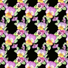 seamless pattern with watercolor  flowers