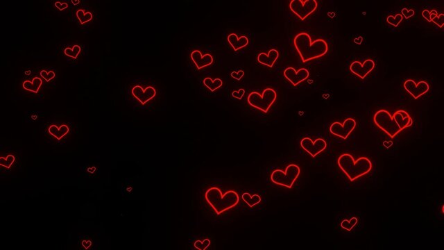 Valentine's day theme - HD video animation of hearts falling in the frame with flickering effect. 
