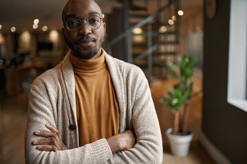 Portrait of creative trendy black african male designer