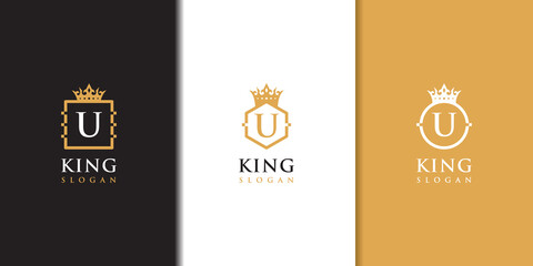 Letter u crown logo collection