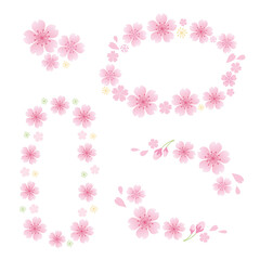 Fototapeta na wymiar Pink flower frame set.　Vector illustration