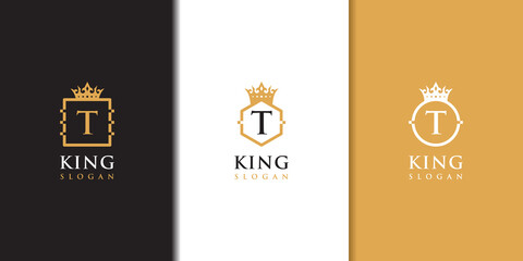 Luxurious letter t crown logo collection