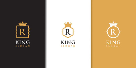 Fototapeta na wymiar Luxurious Letter r crown logo collection