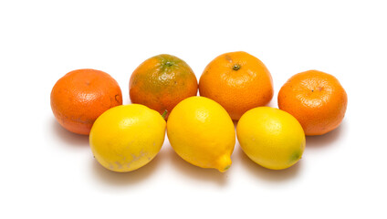 Citrus lemon tangerine on a white background.