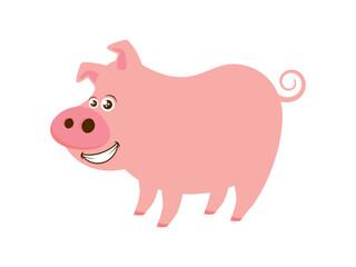 Cheerful cute pink pig icon vector. Funny pig icon isolated on a white background. Happy cute pink pig cartoon character
