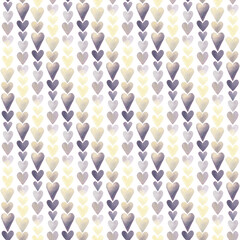 Seamless pattern of tiny pastel yellow and gray hearts on a white background. Gradient  ornament in retro style. Romantic design for fabric, wallpaper, valentine's day giftwrap, wedding decor