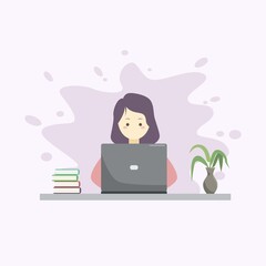 Work From Home Illustration with Flat Style