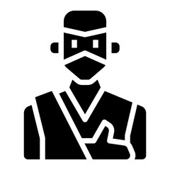 Broken arm icon for web element , webpage, application, card, printing, social media, posts etc.