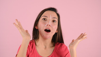 Woman unhappy with acne cream