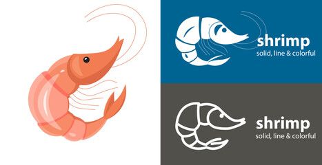 shrimp isolated vector icon. sea line solid flat icon