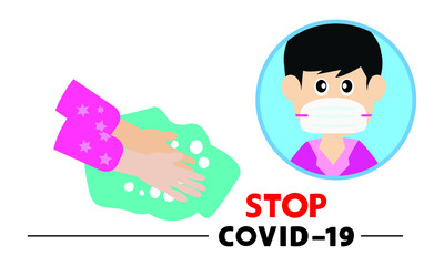 Washing hand for coronavirus prevention,COVID-19 prevention,Vector illustration.