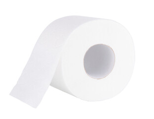 Toilet paper roll isolated on white background close up