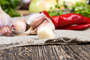 ripe red garlic cloves