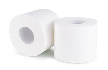 Toilet paper roll isolated on white background close up