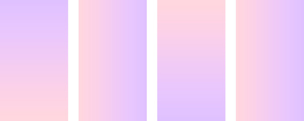 Trendy colourful stories gradient template in pastel colours. Beautiful bright vector wallpaper set. Colorful gradient background for your instagram stories.