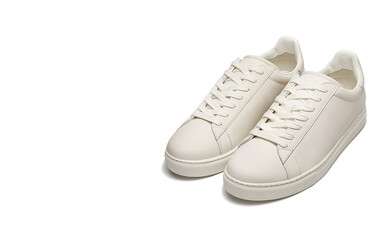 White fashion sneakers on white background. copy space. 