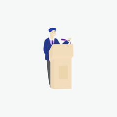 speaker, speaker on the podium, politician, scientist, vector illustration