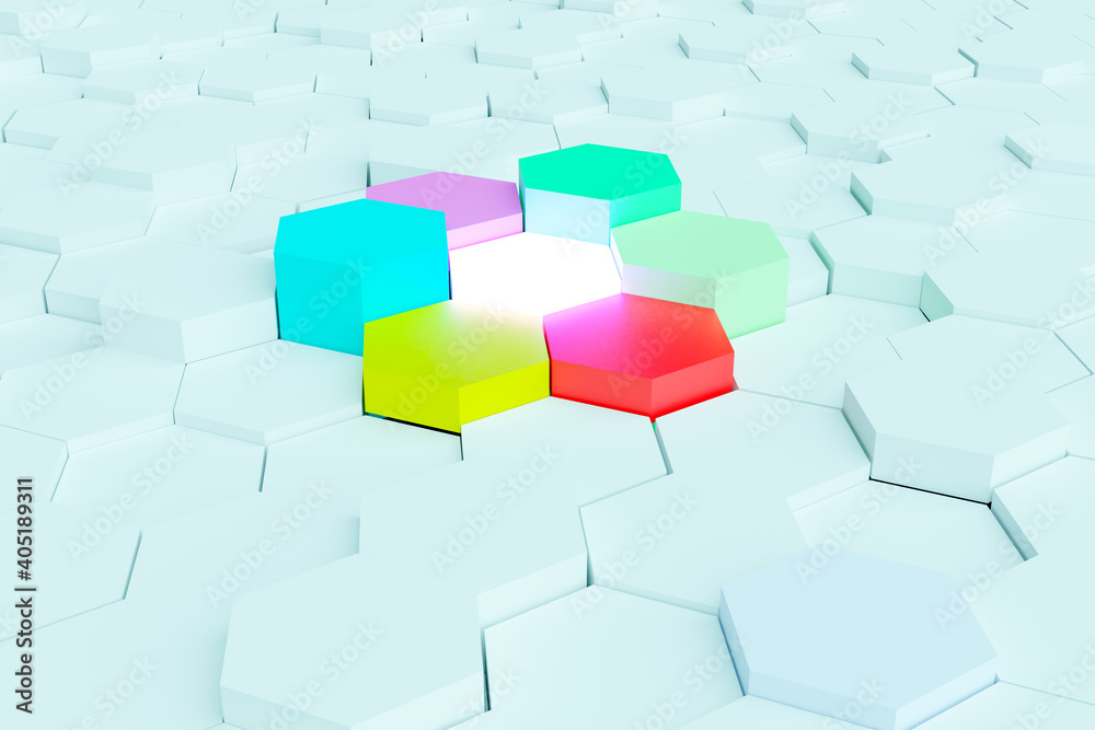 Aufkleber Abstract hexagonal highlighted at center