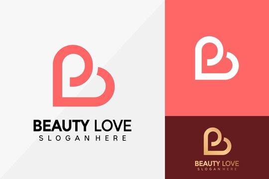 Letter B Love Logo Design, Brand Identity logos vector, modern logo, Logo Designs Vector Illustration Template
