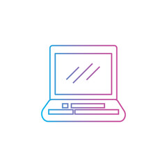 laptop icon with outline line style. blank screen notebook device vector illustration