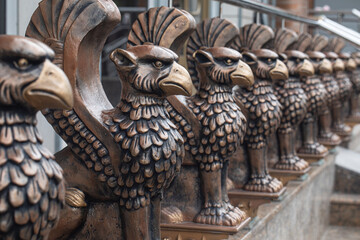 Volgograd - August 12 2020, decoration statue of Griffin or Griffon