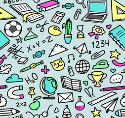 Doodle School seamless pattern sketch line hand drawn vector illustration