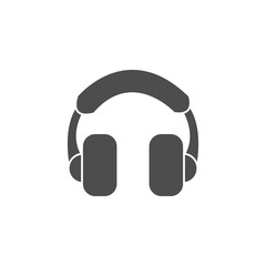 Fototapeta na wymiar Headset black solid style Icon vector illustration. Headphones sign symbol