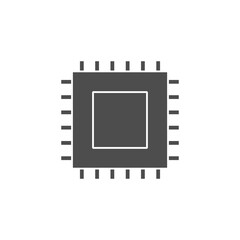 microchip cpu processor chip black solid style icon vector illustration