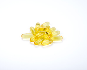 fish oil capsule on white background