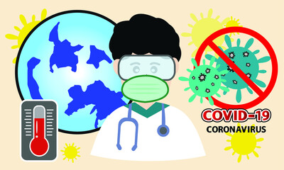 Vector of medical team using prevention equipment from coronavirus or Covid 19 infection.