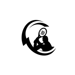 tennis player stylized vector silhouette. vector sport game logo. Tennis ball.