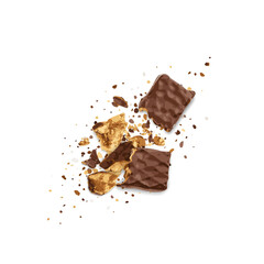 Chocolate Wafers Isolated, Wafer Biscuits Coated in Chocolate